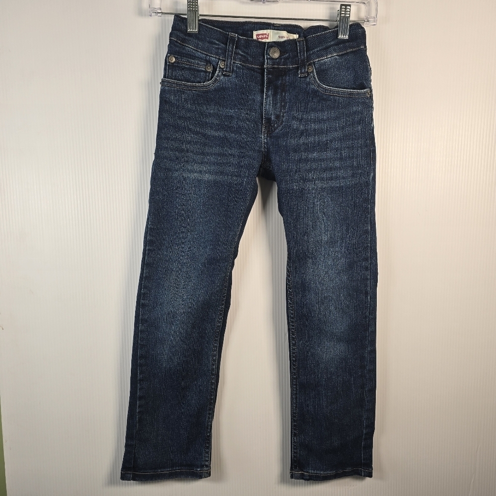 Levi's 511 Slim Girls/Boys Dark Blue Straight Jeans Size 8 24x22 Stretchy
